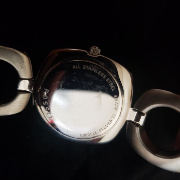 Ladies Fossil Water Resistant Quartz Bracelet Watch Stainless Steel‎ 6" New Batt - Picture 3 of 10